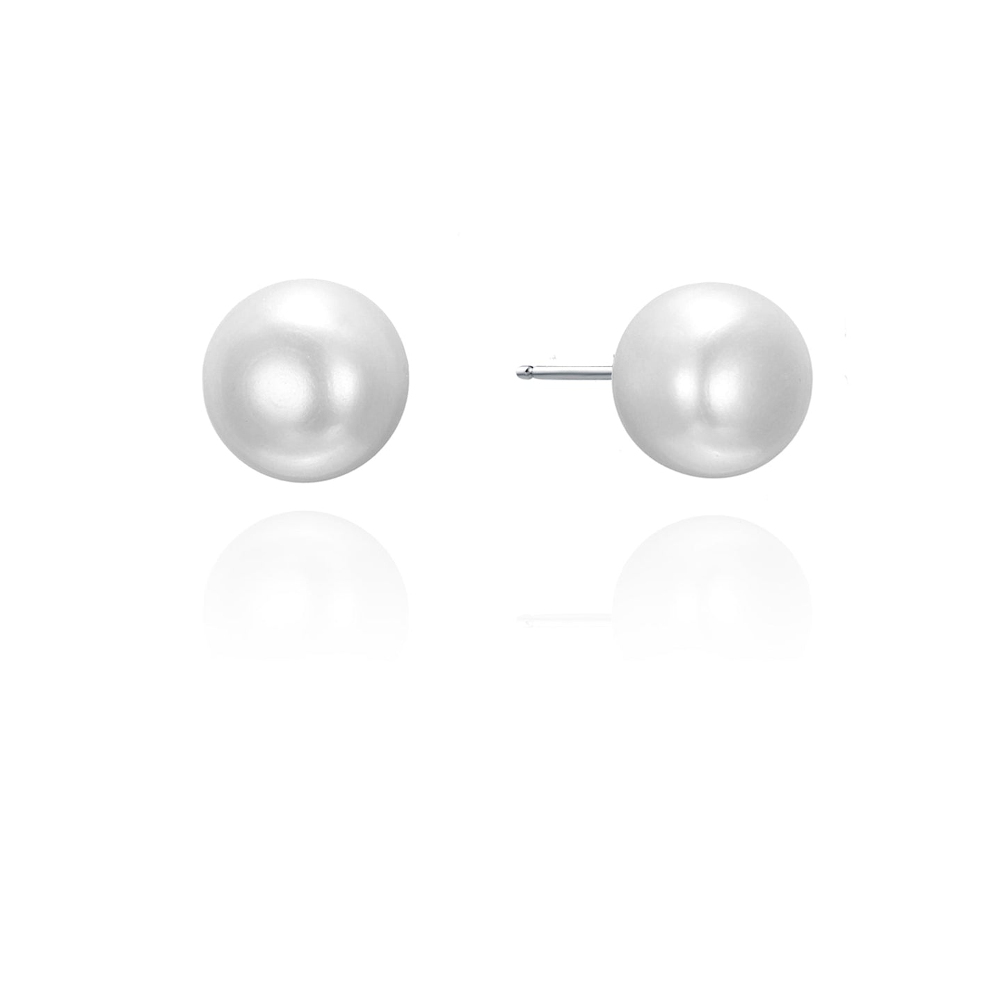 Silver Pearl Stud Earrings