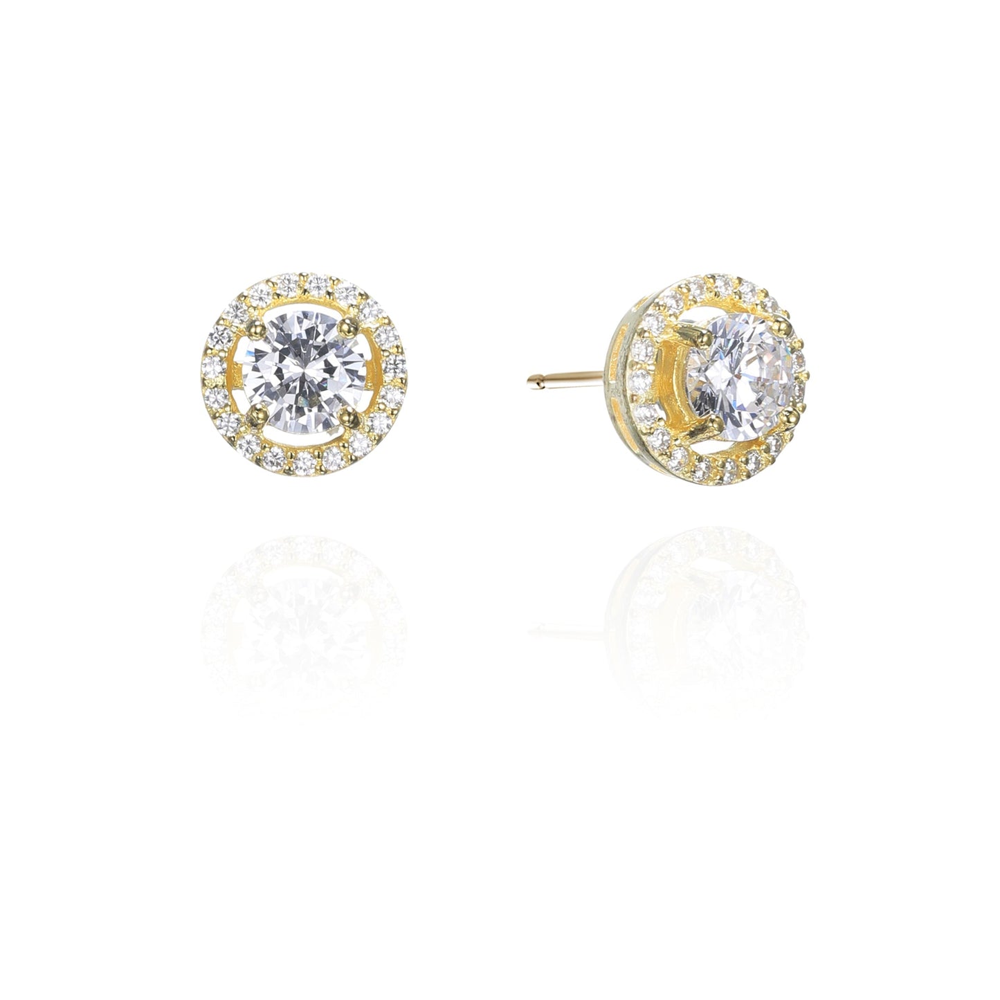 Silver CZ Halo Stud Earrings