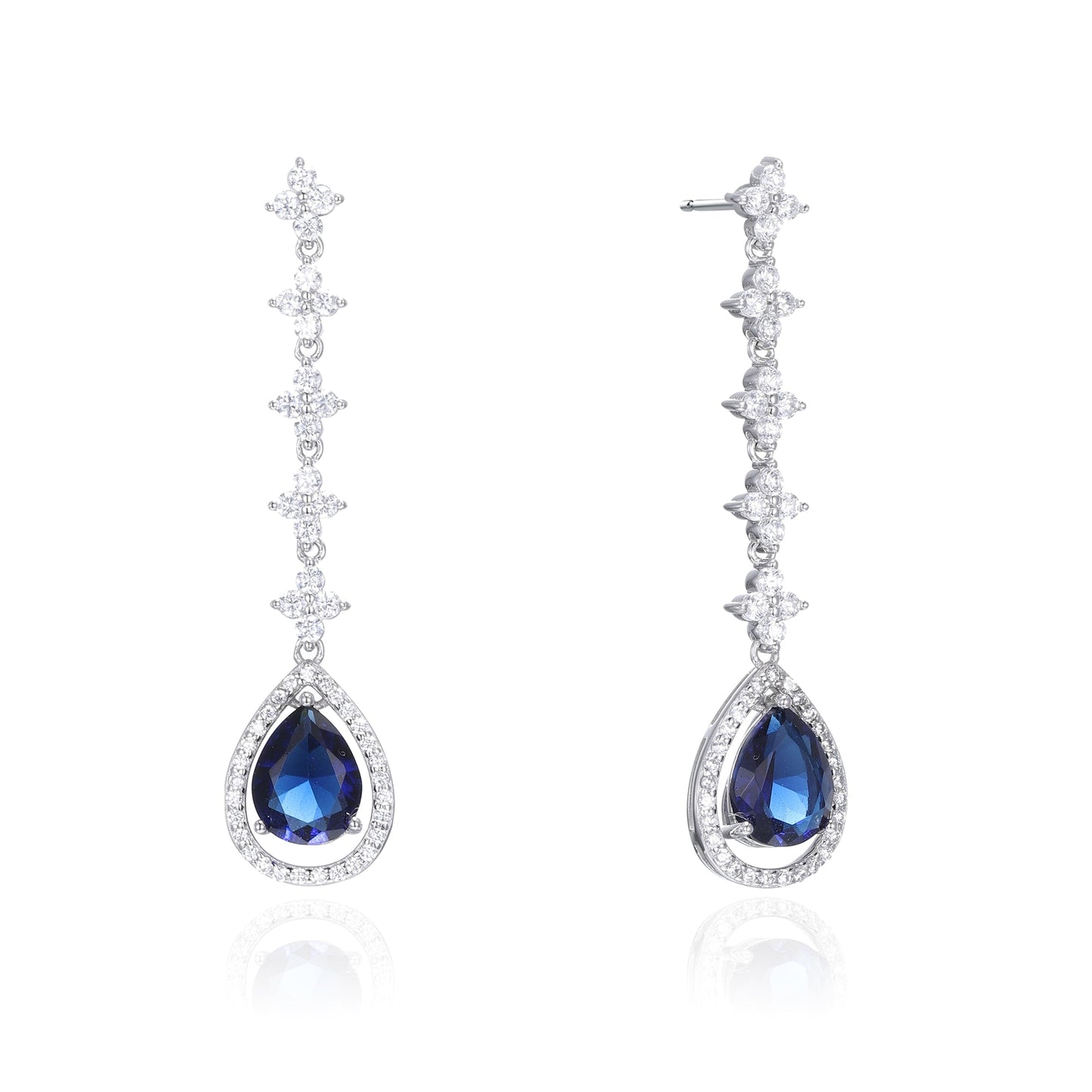 Silver CZ Drop Earrings