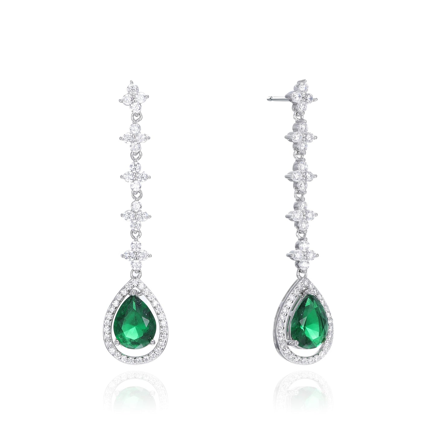 Silver CZ Drop Earrings