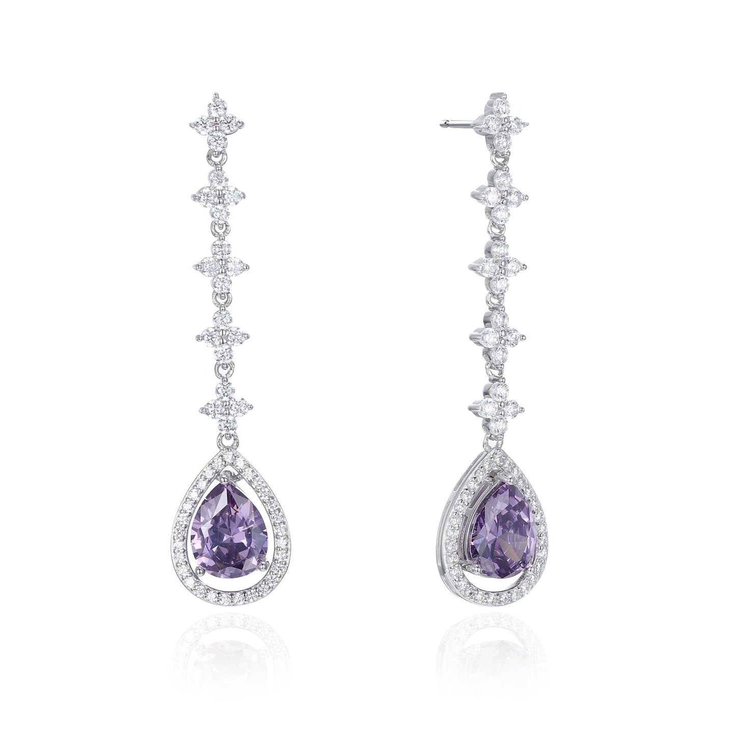 Silver CZ Drop Earrings