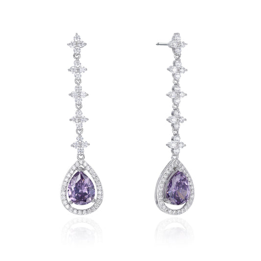 Silver CZ Drop Earrings