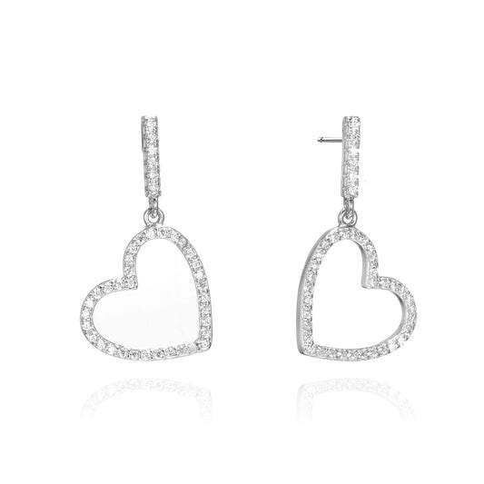 Silver CZ Heart Earrings