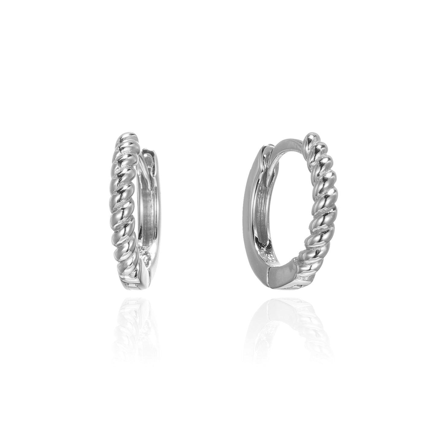 Silver Twist Rope Hoop Earrings