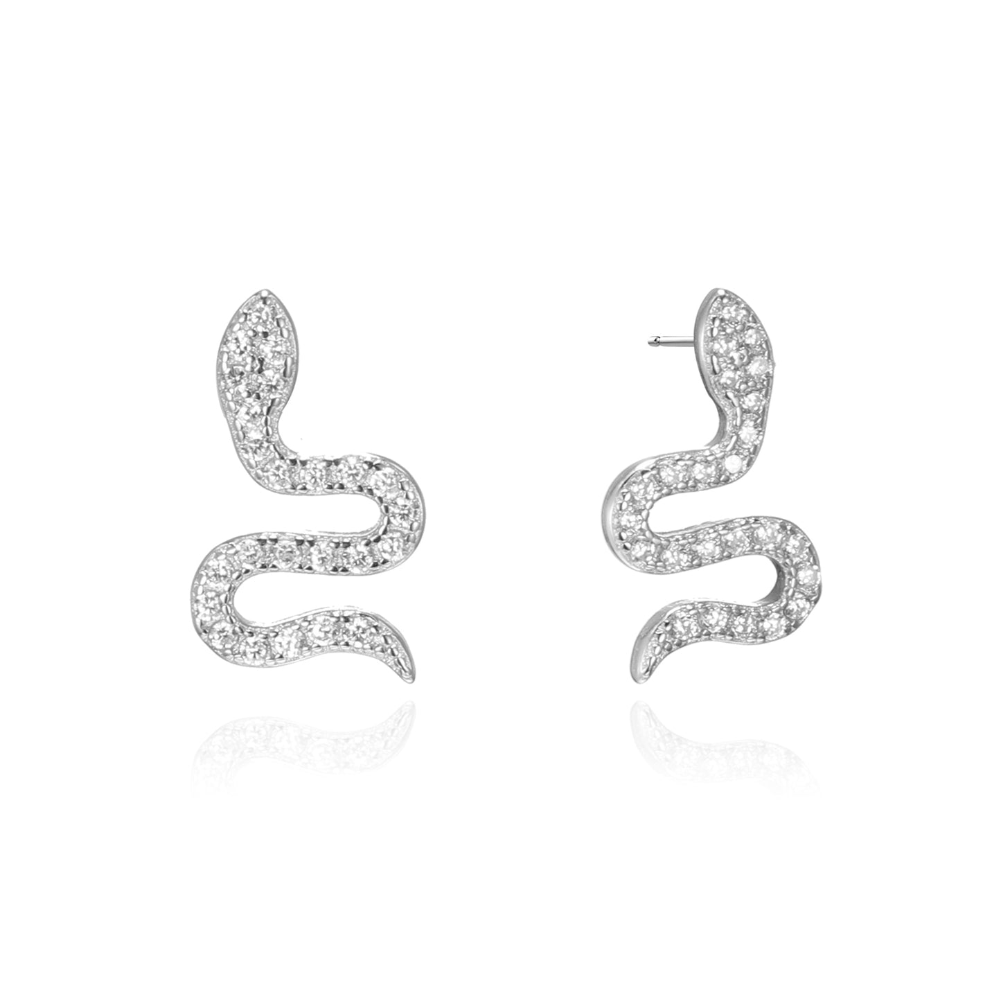 Silver CZ Snake Stud Earrings