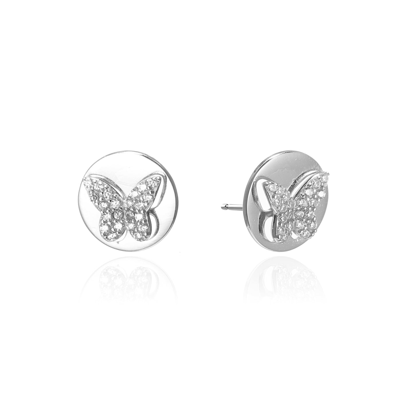 Silver CZ Butterfly Earrings