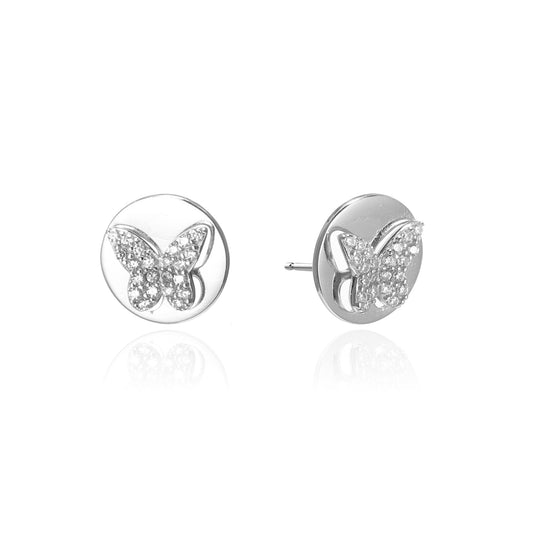 Silver CZ Butterfly Earrings