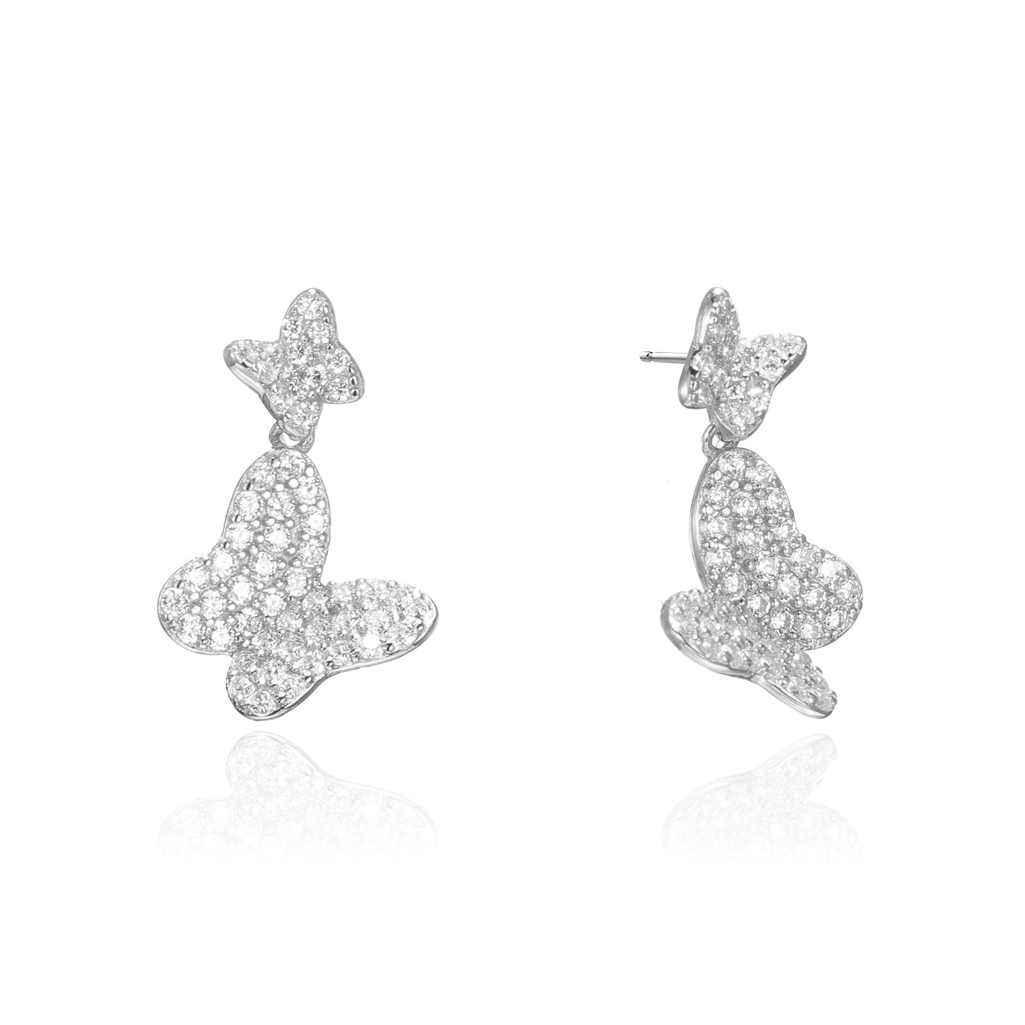 Silver CZ Butterfly Earrings