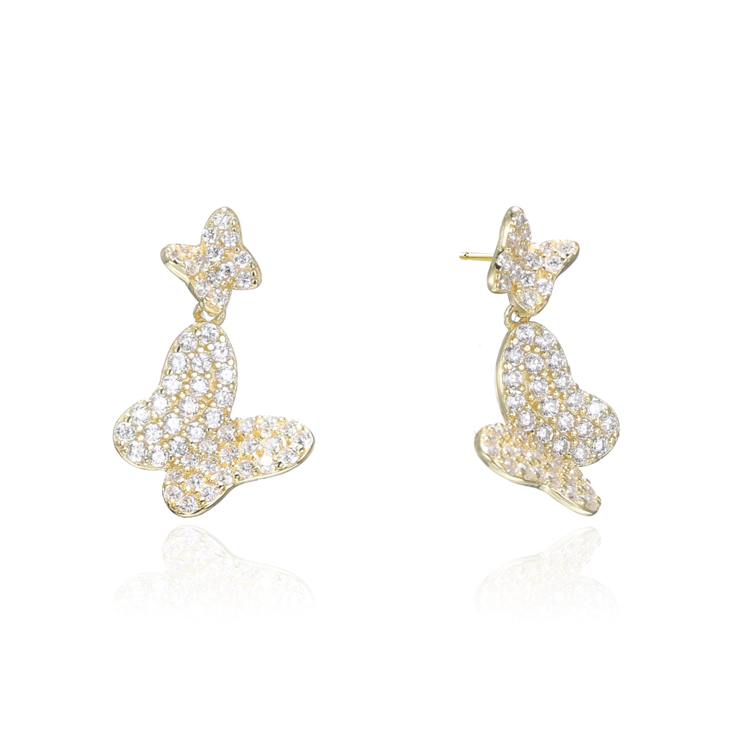 Silver CZ Butterfly Earrings