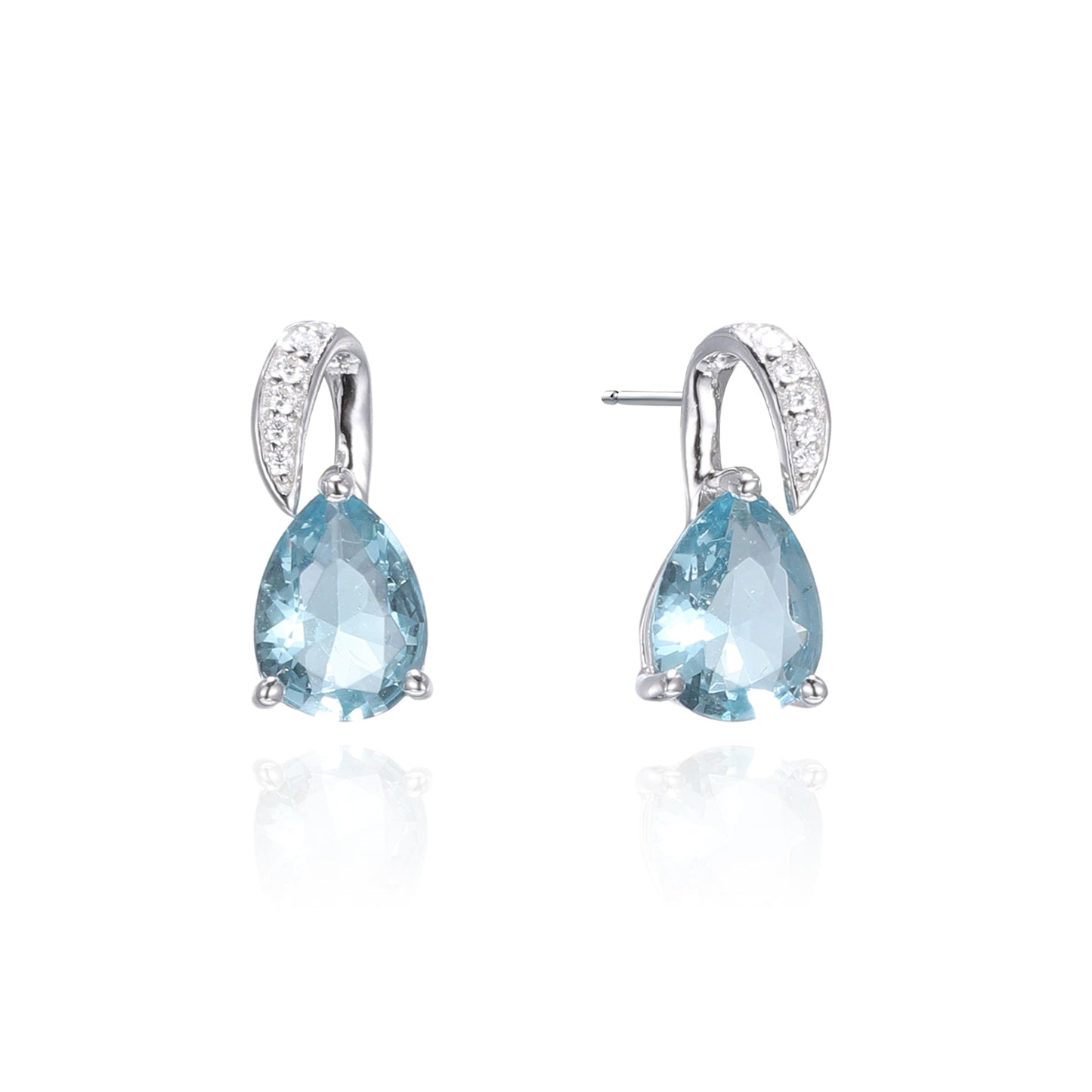 Silver Teardrop CZ Earrings