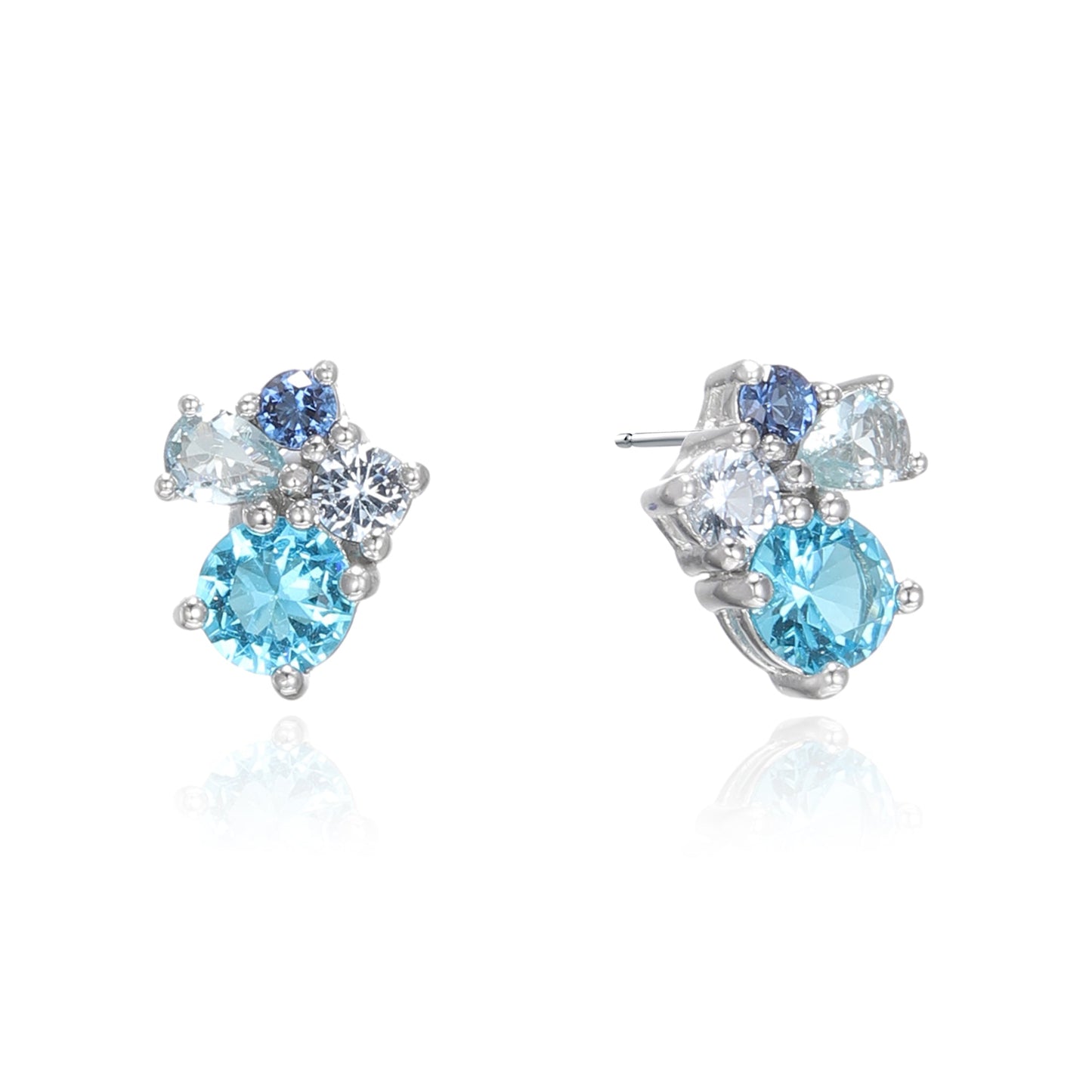 Silver CZ Cluster Stud Earrings