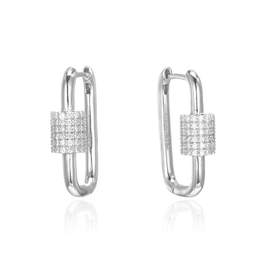 Silver CZ Hoop Earrings