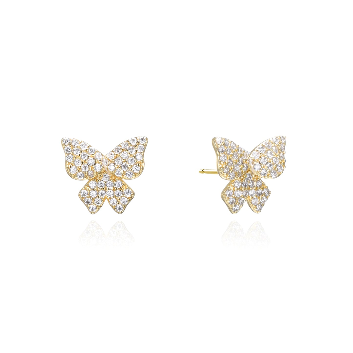 Silver CZ Butterfly Stud Earrings