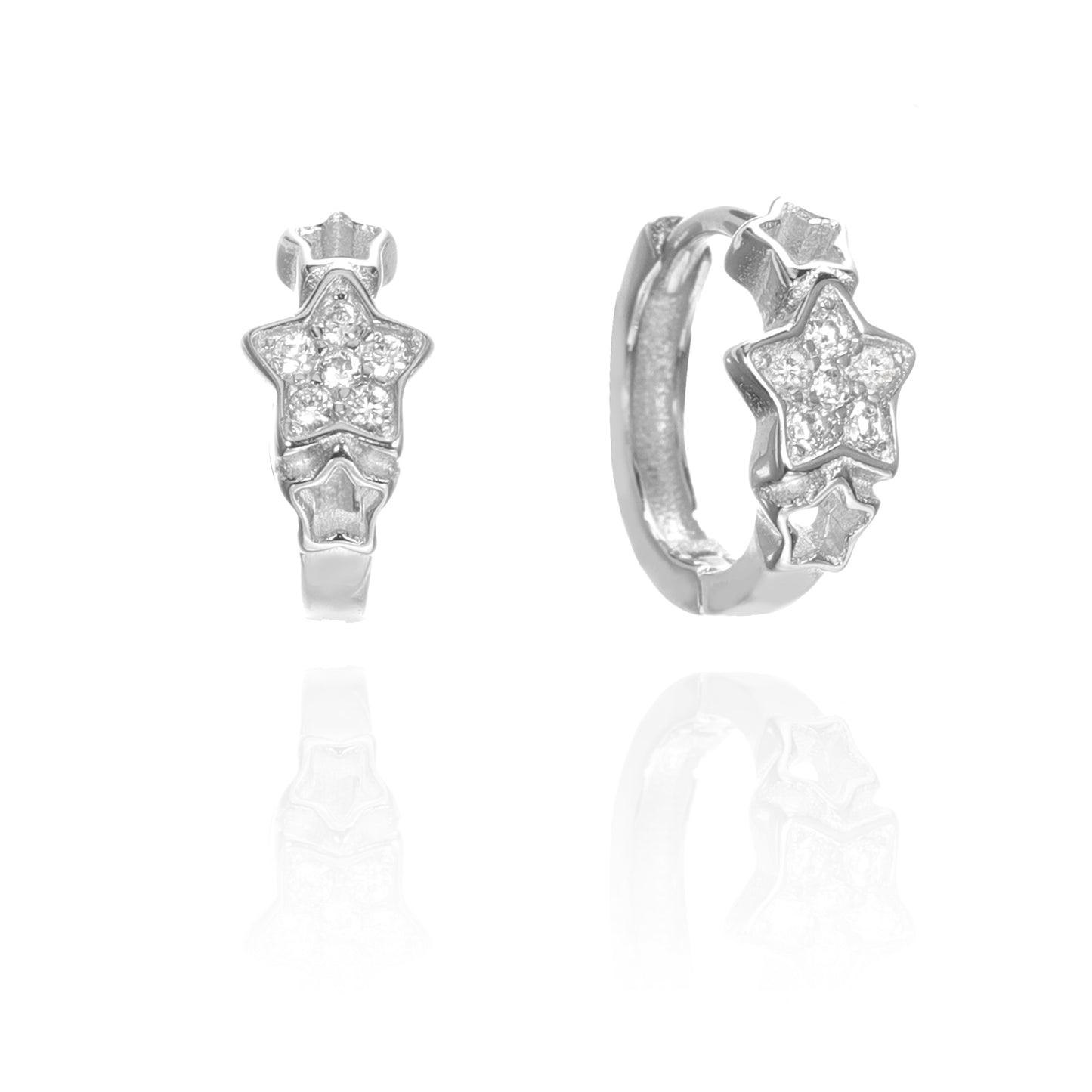 Silver CZ Huggie Earrings