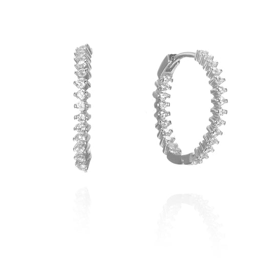 Silver CZ Inside-Out Hoop Earring