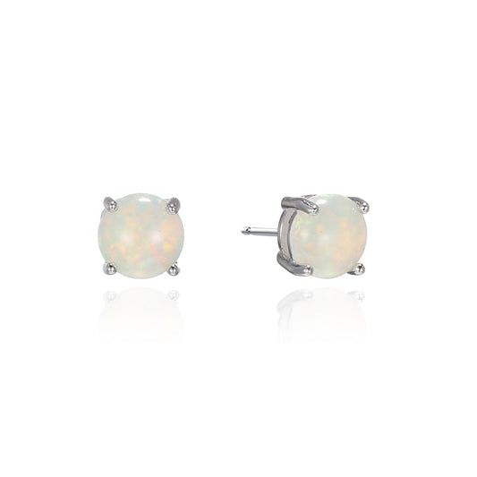 Silver Opal Stud Earrings