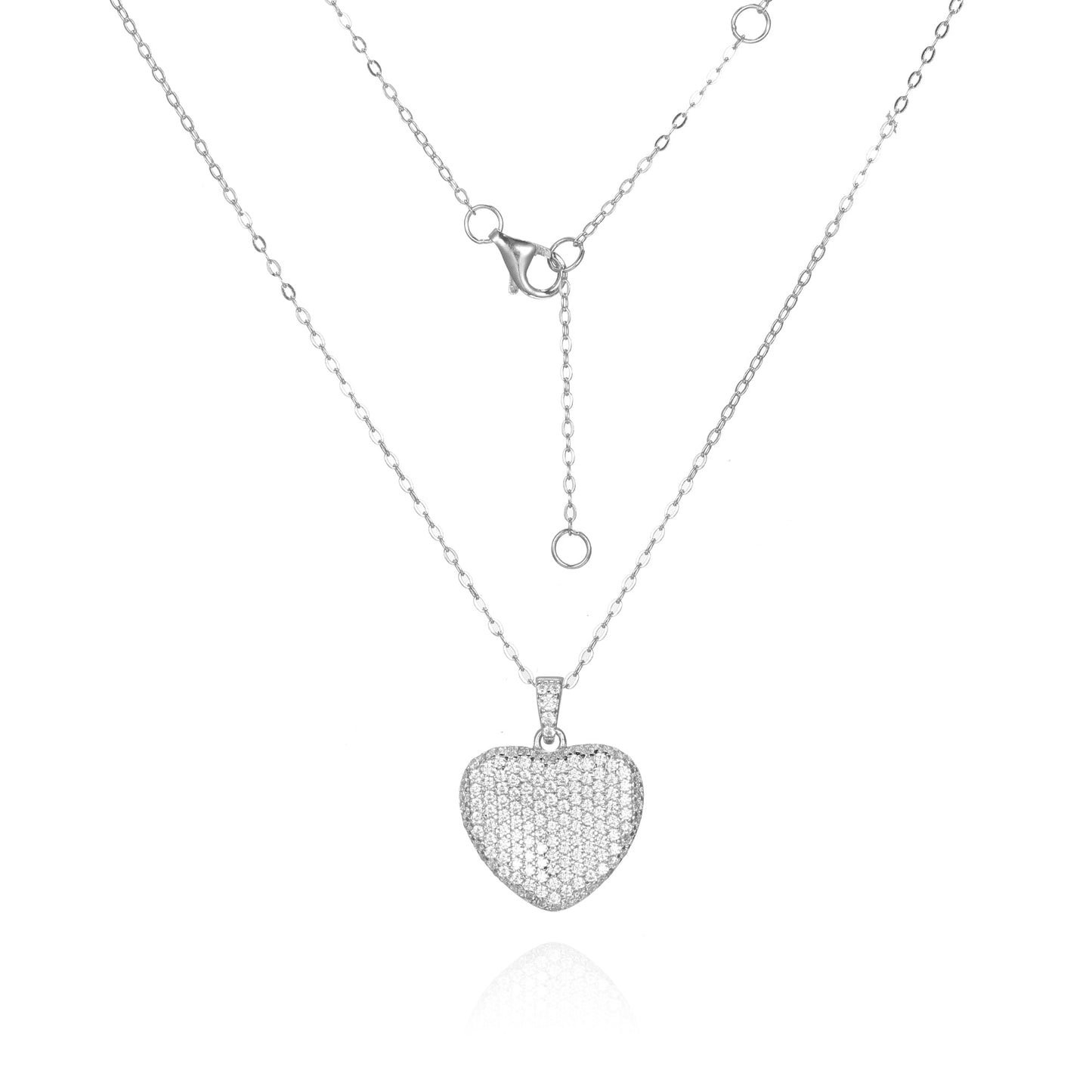 Silver Pave Heart Pendant Necklace