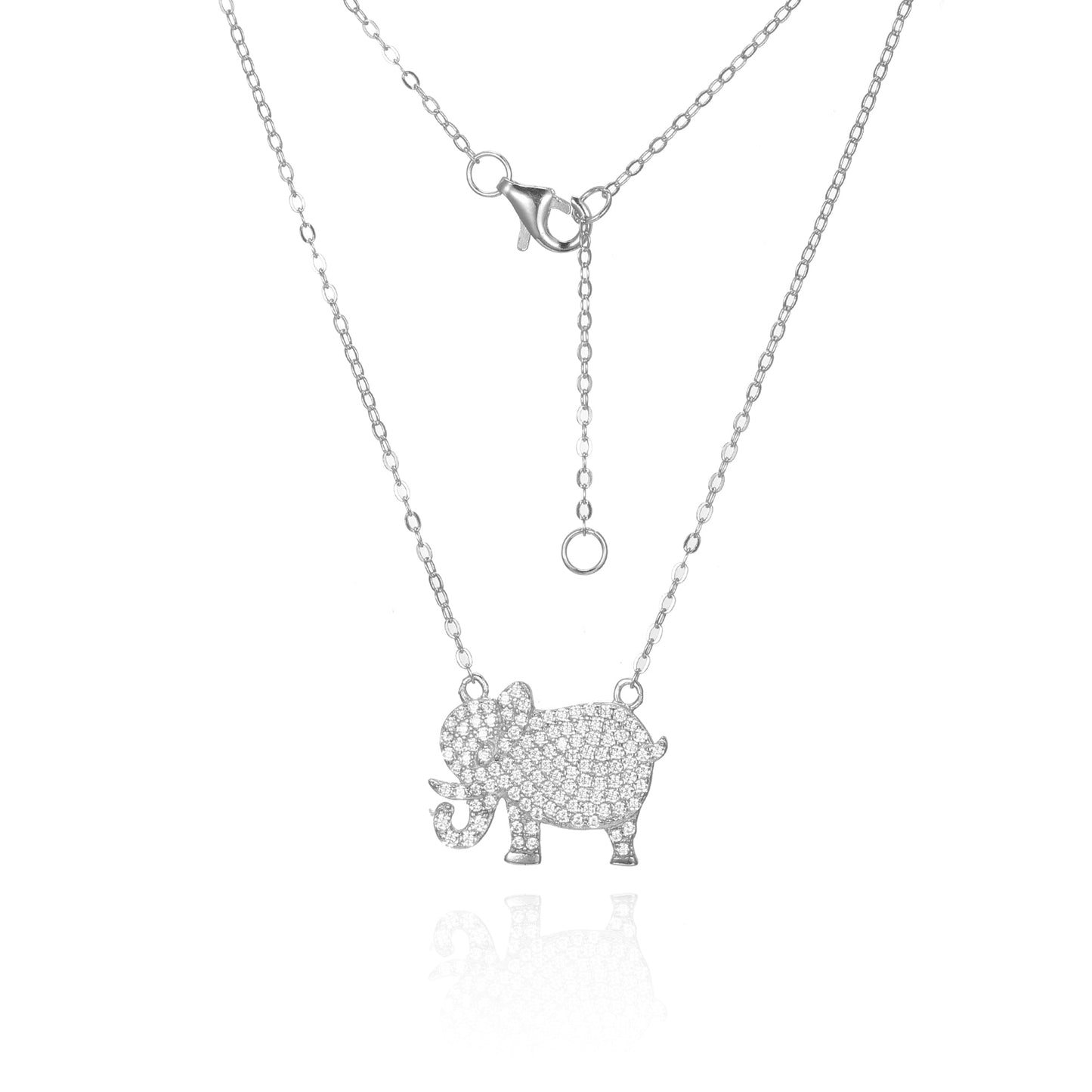 Silver CZ Elephant Necklace