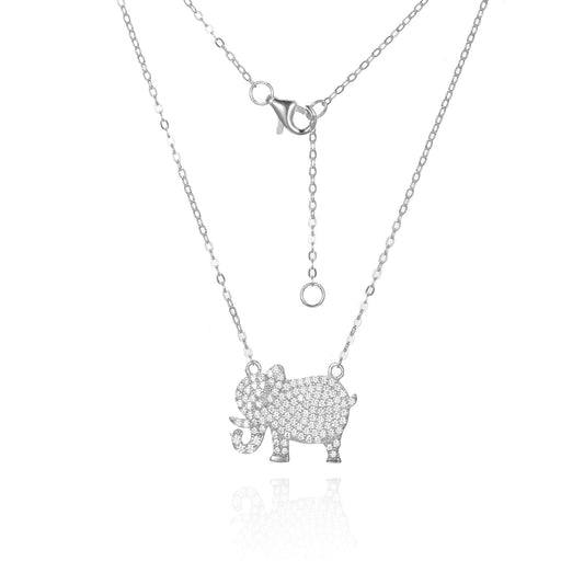 Silver CZ Elephant Necklace