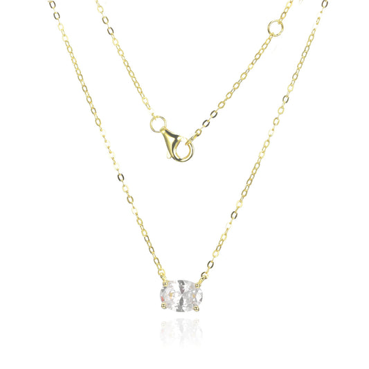 Silver Oval CZ Necklace