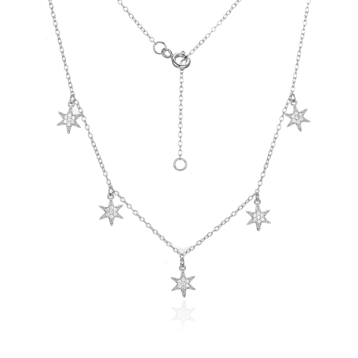 Silver CZ Star Necklace