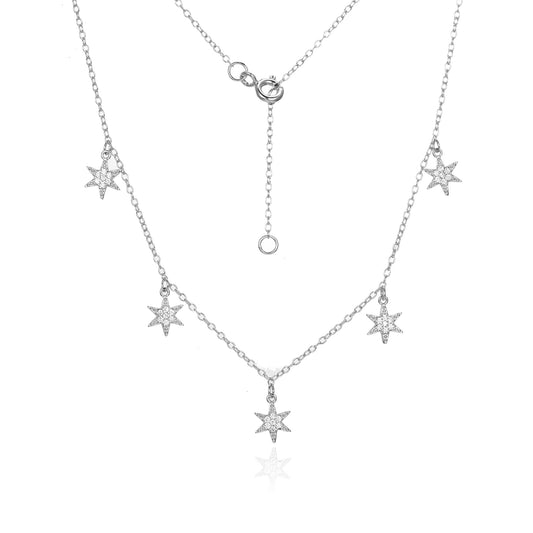 Silver CZ Star Necklace