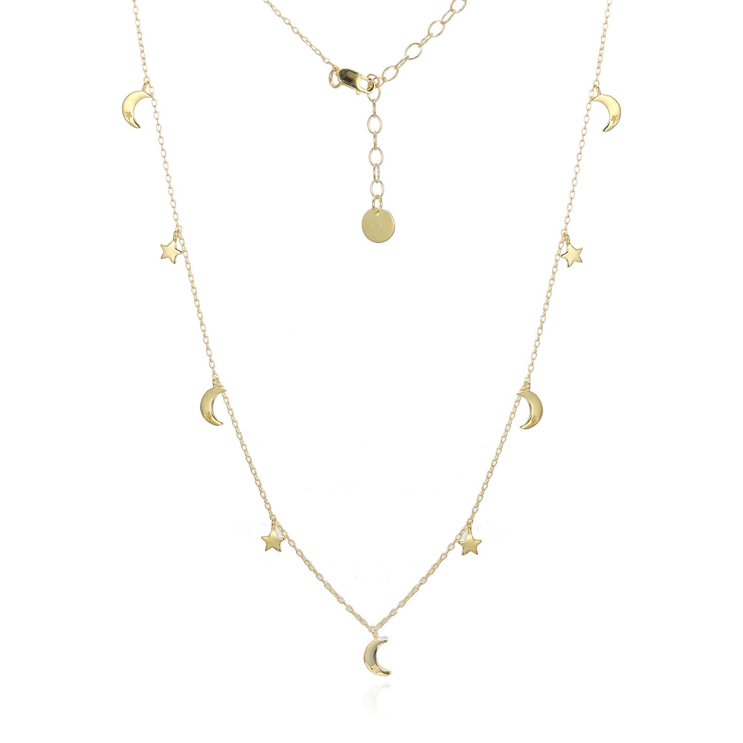 Gold Plated Silver Star Moon Necklace