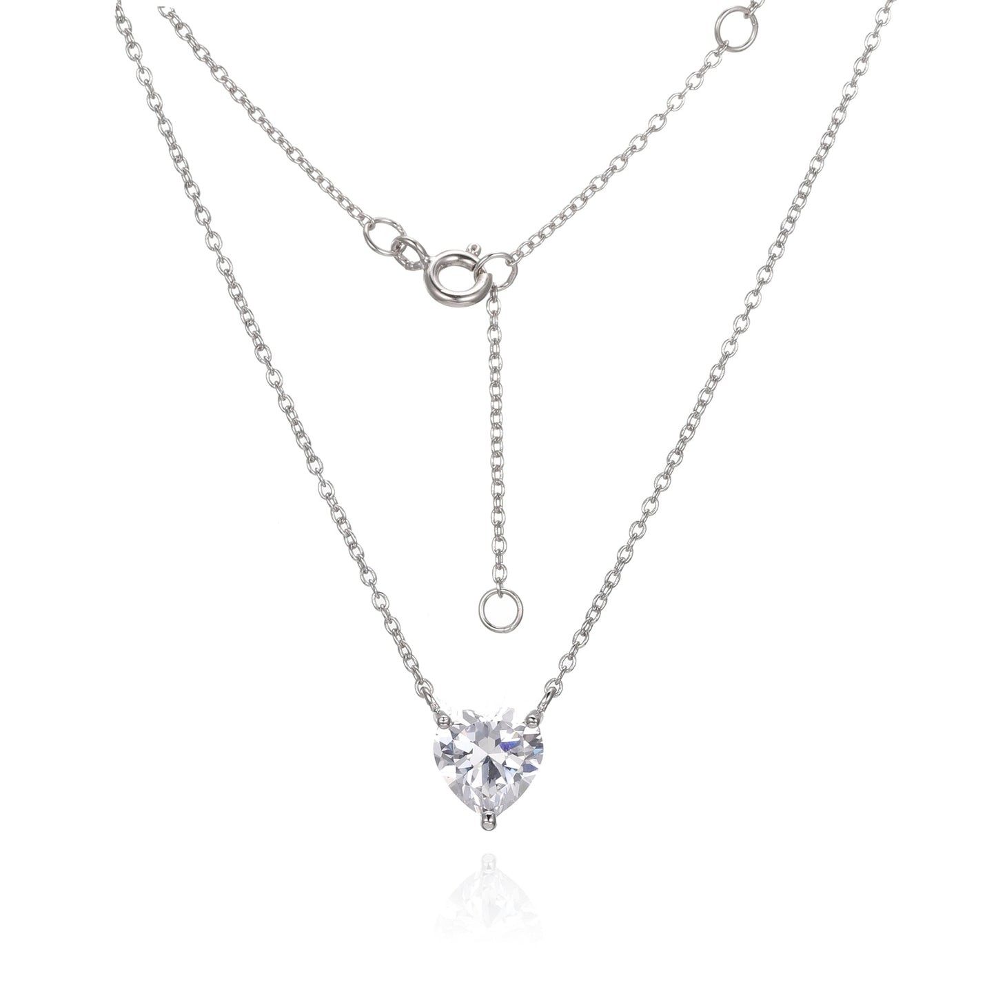 Silver CZ Heart Necklace