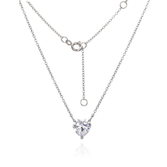 Silver CZ Heart Necklace