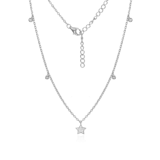 Silver CZ Star Necklace