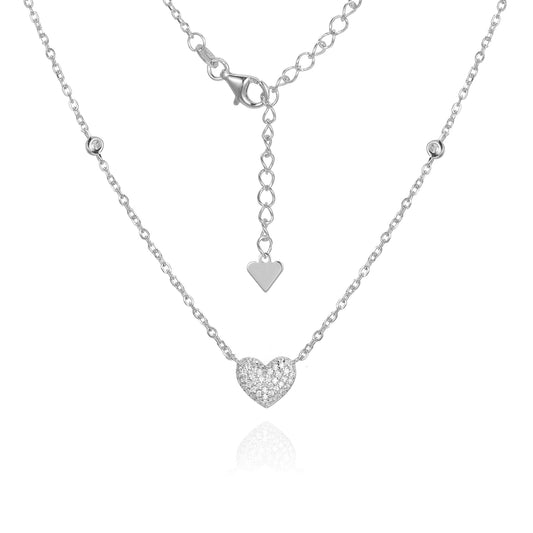 Silver CZ Heart Necklace