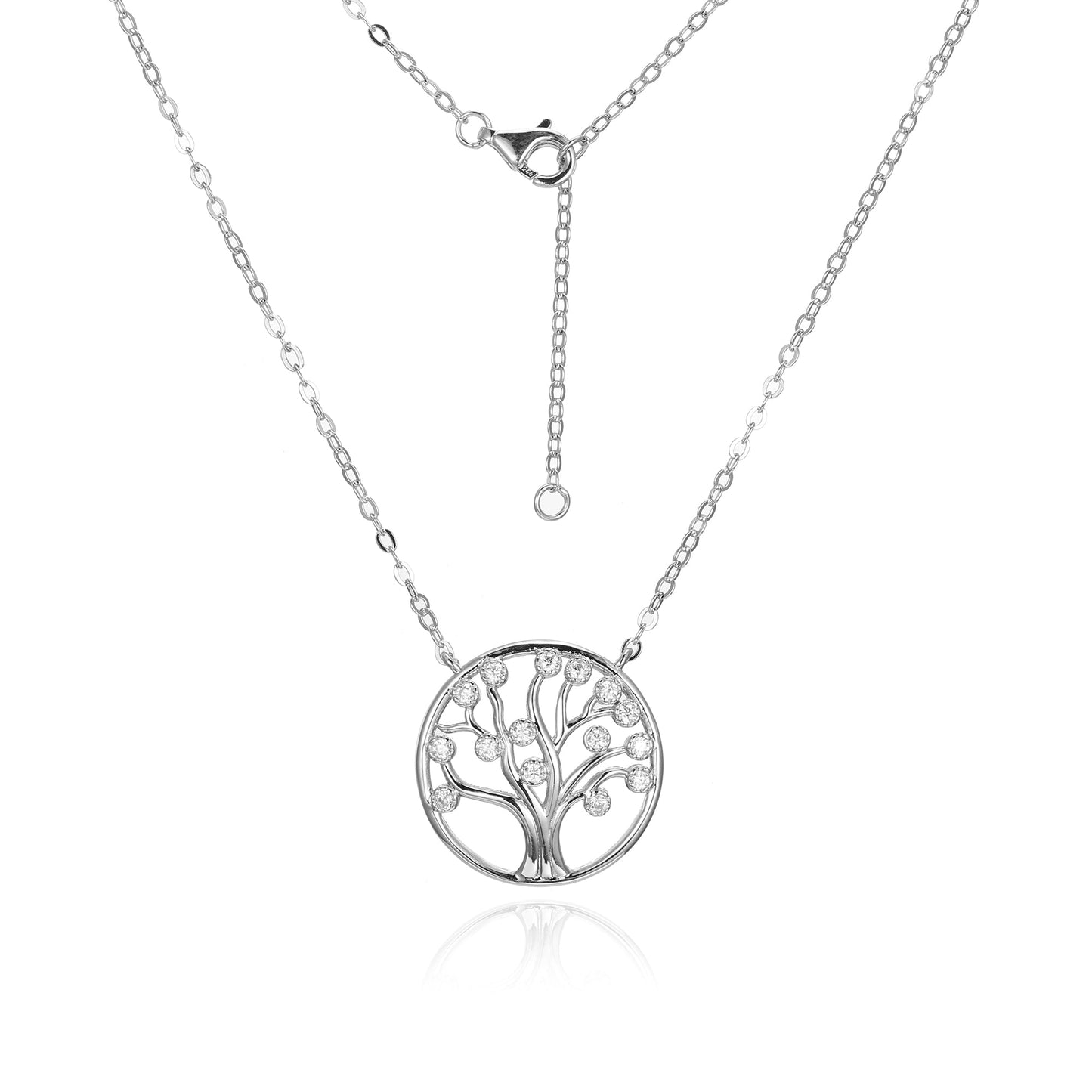 Silver CZ Family Tree Necklace