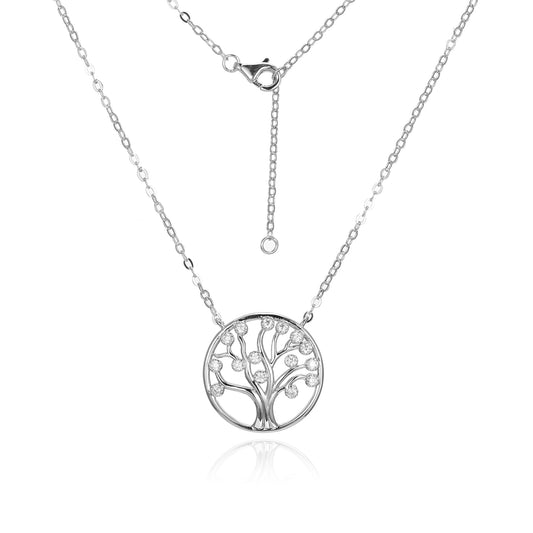 Silver CZ Family Tree Necklace