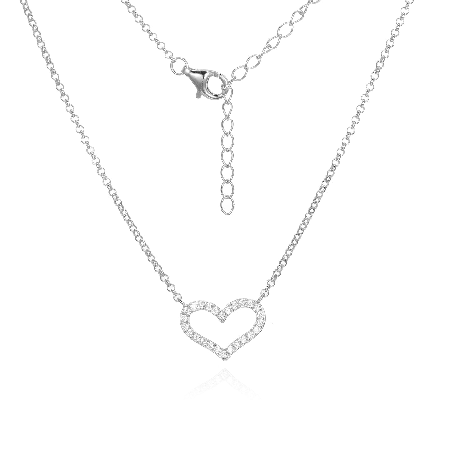 Silver CZ Heart Necklace