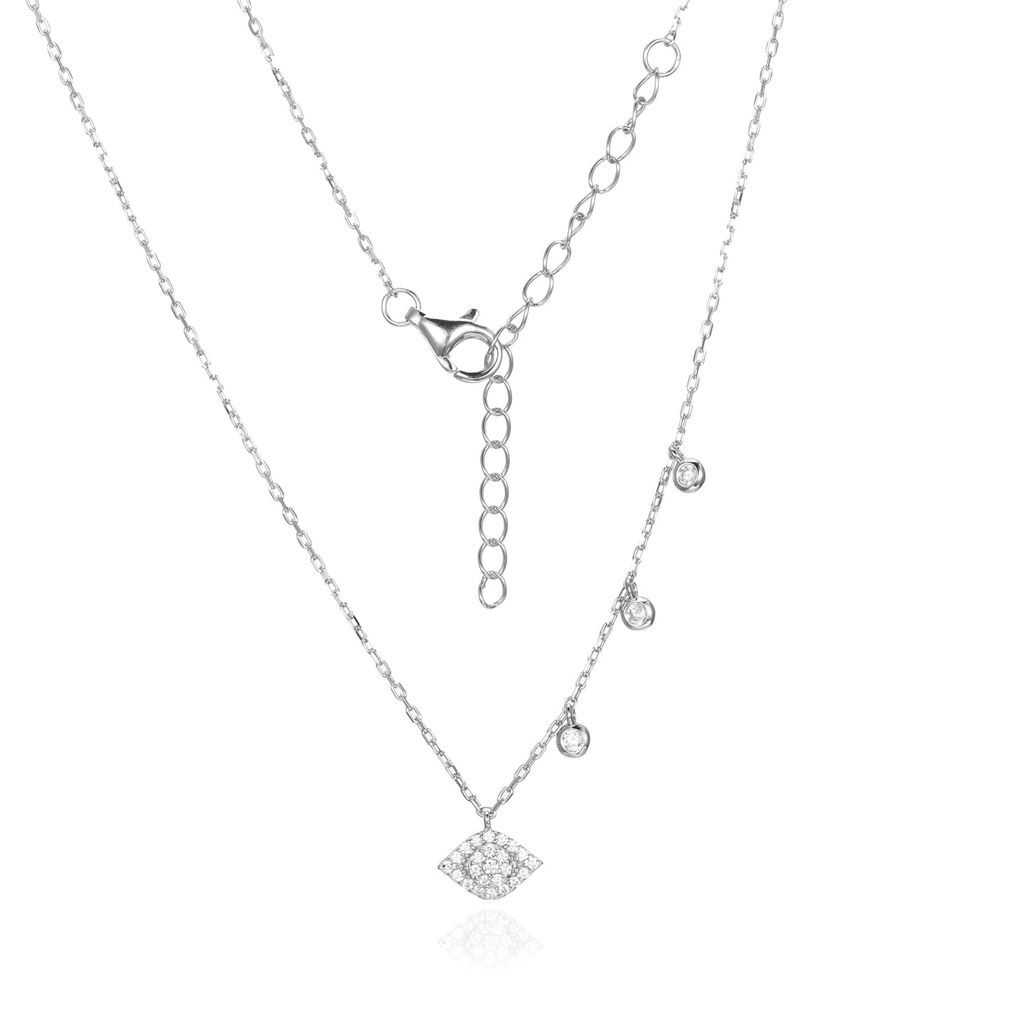 Silver CZ Evil Eye Necklace