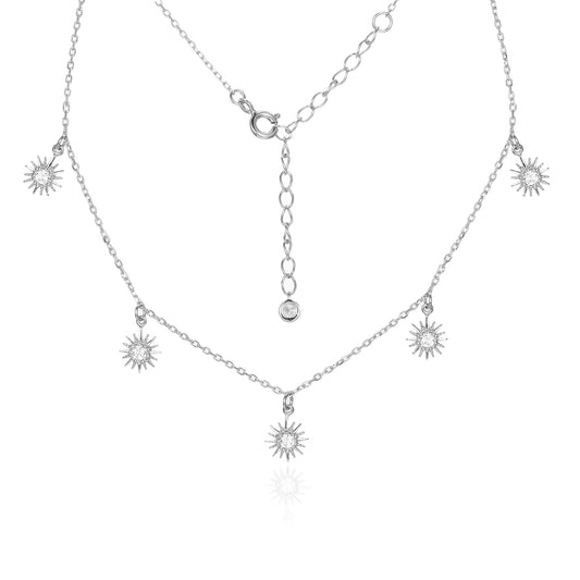 Silver CZ Sun Necklace