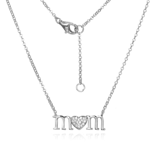 Silver CZ Mom Necklace