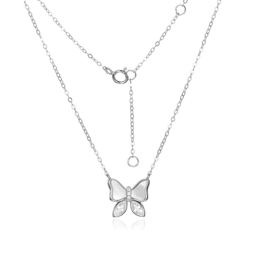 Silver CZ MOP Necklace