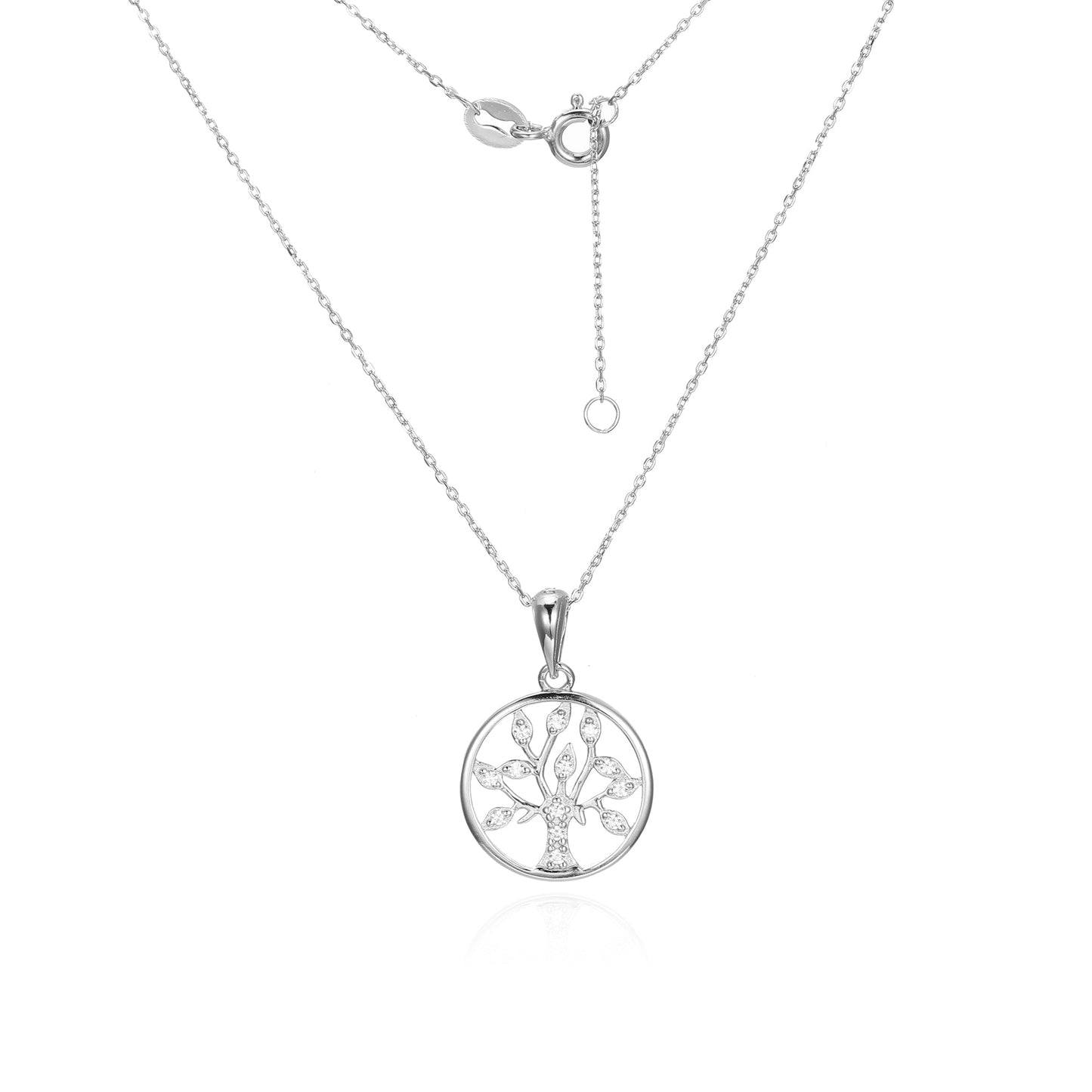 Silver CZ Tree Of Life Necklace