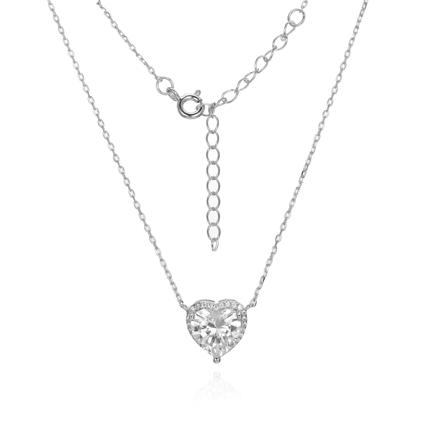 Silver CZ Heart Necklace