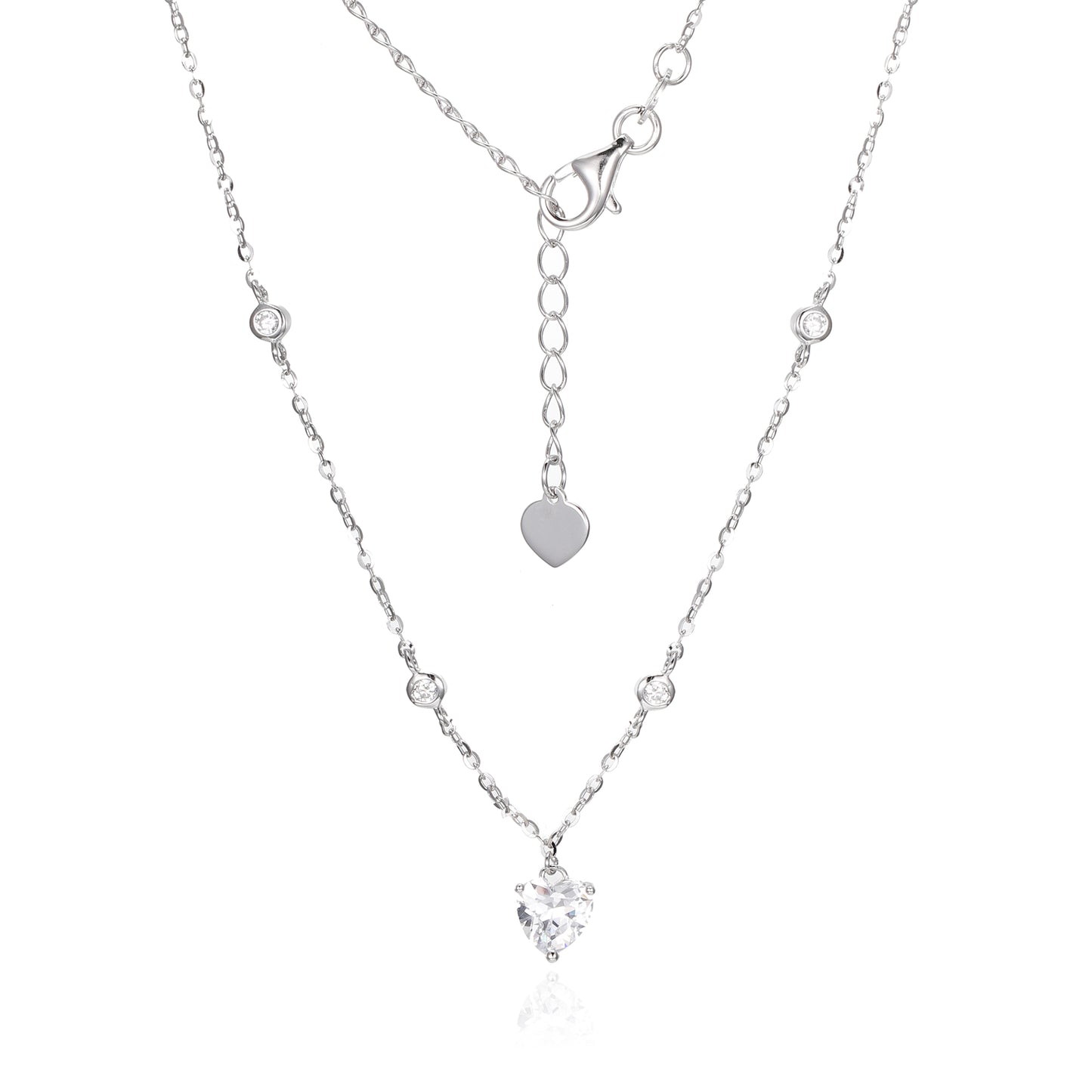 Silver CZ Heart Necklace