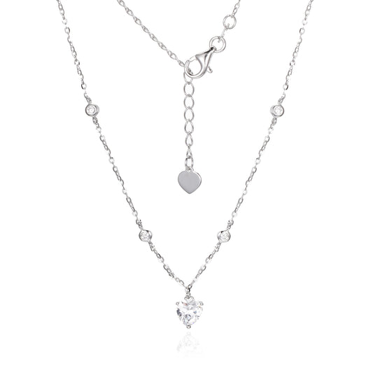 Silver CZ Heart Necklace