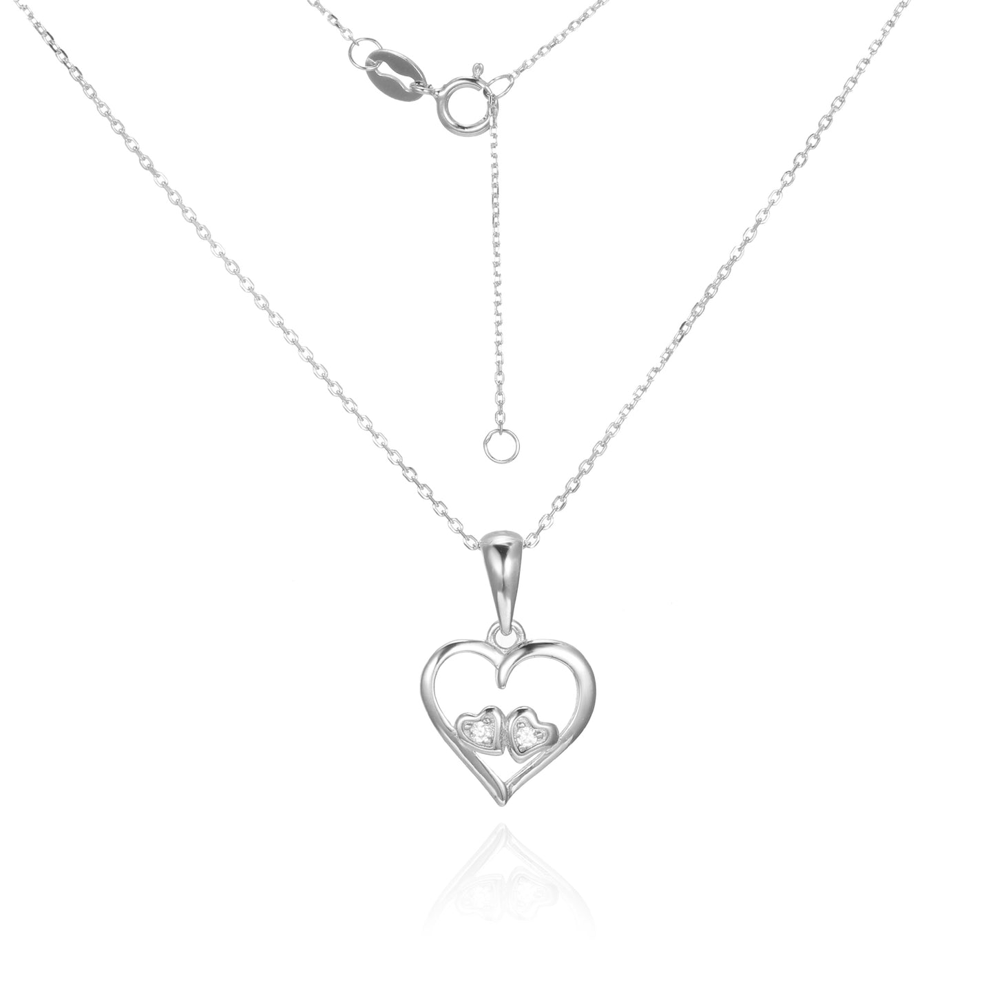 Silver CZ Heart Necklace