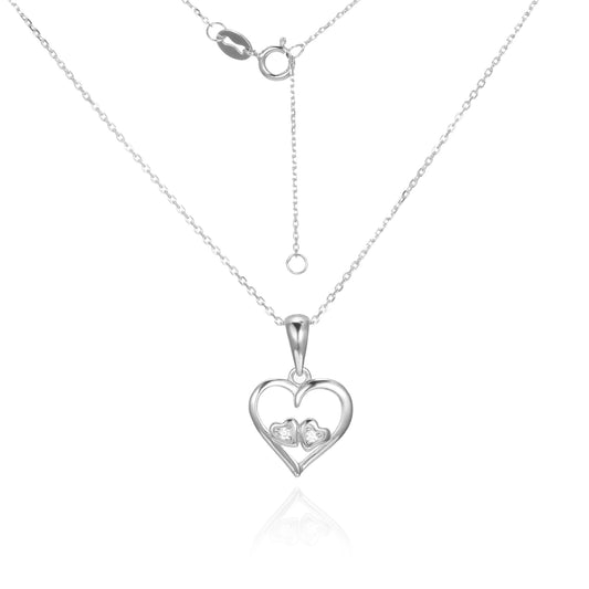 Silver CZ Heart Necklace