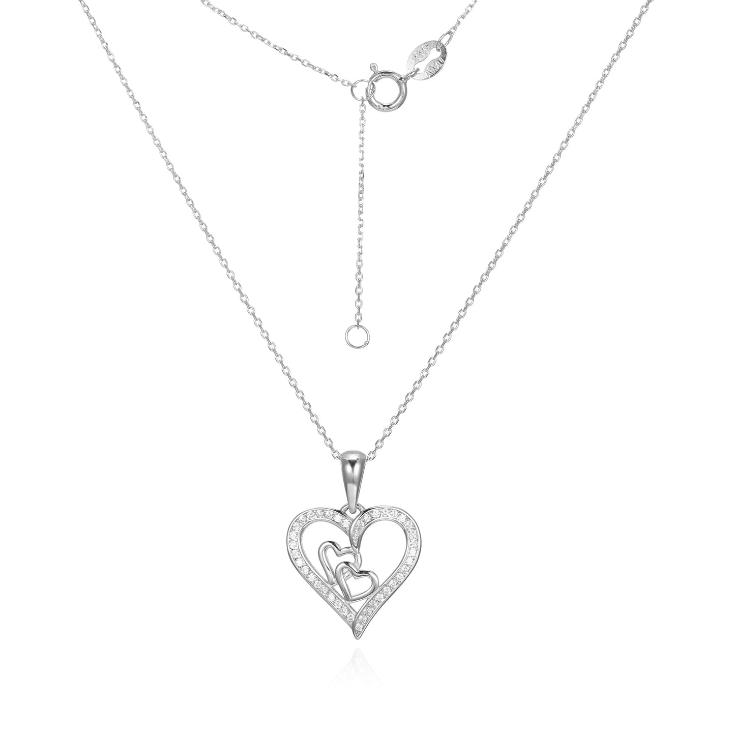 Silver CZ Heart Necklace