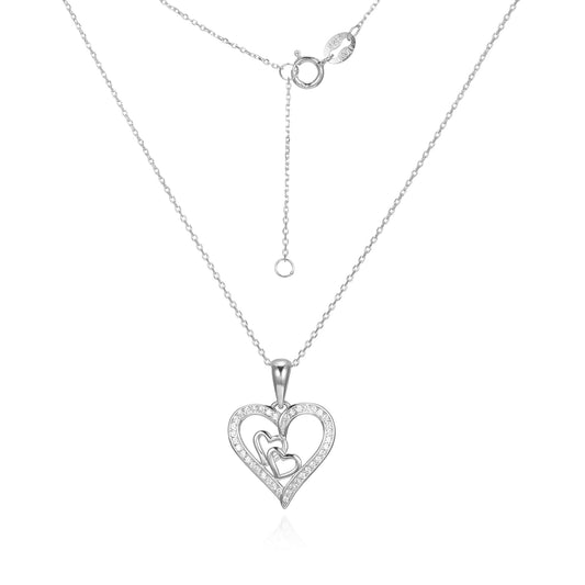 Silver CZ Heart Necklace