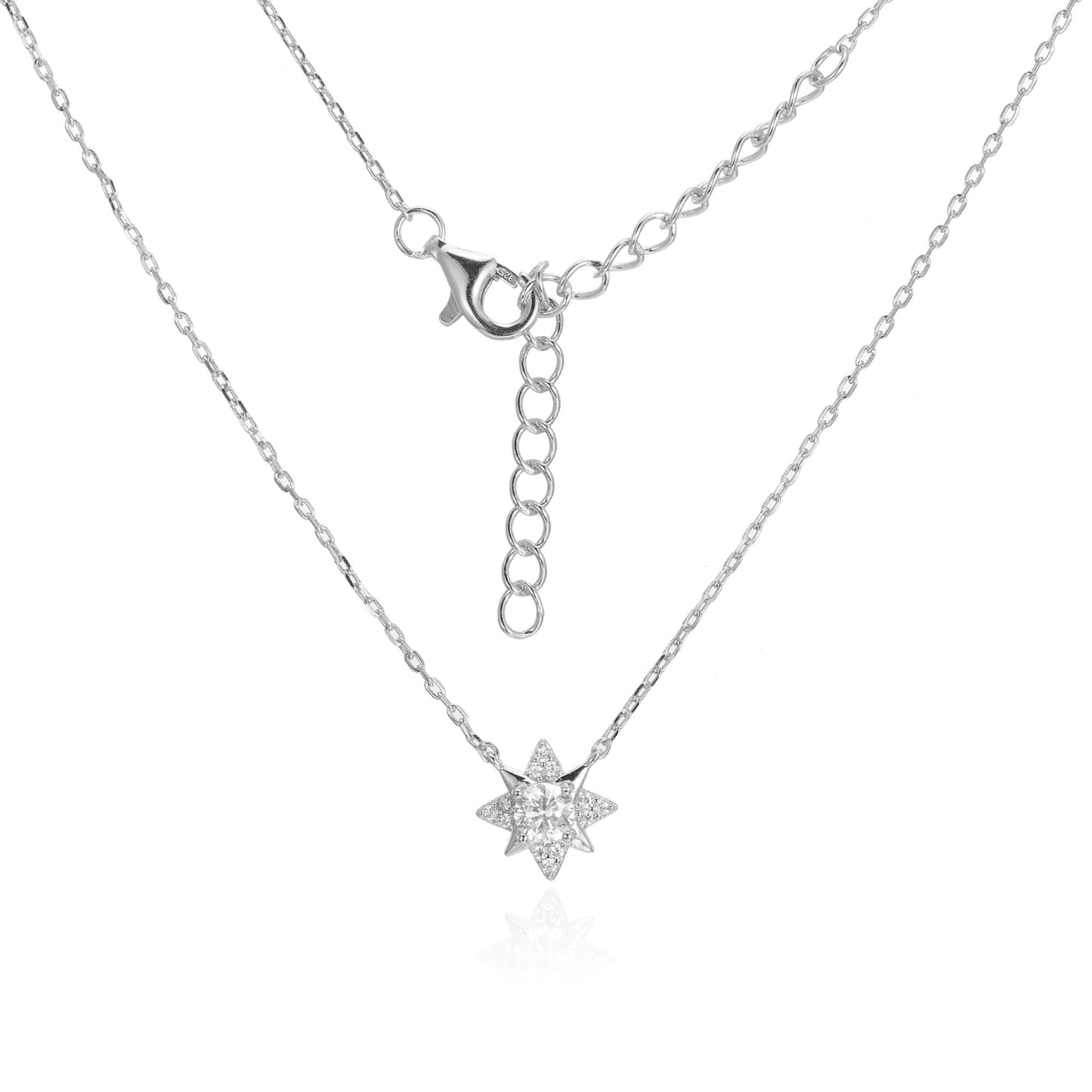 Silver CZ Star Necklace