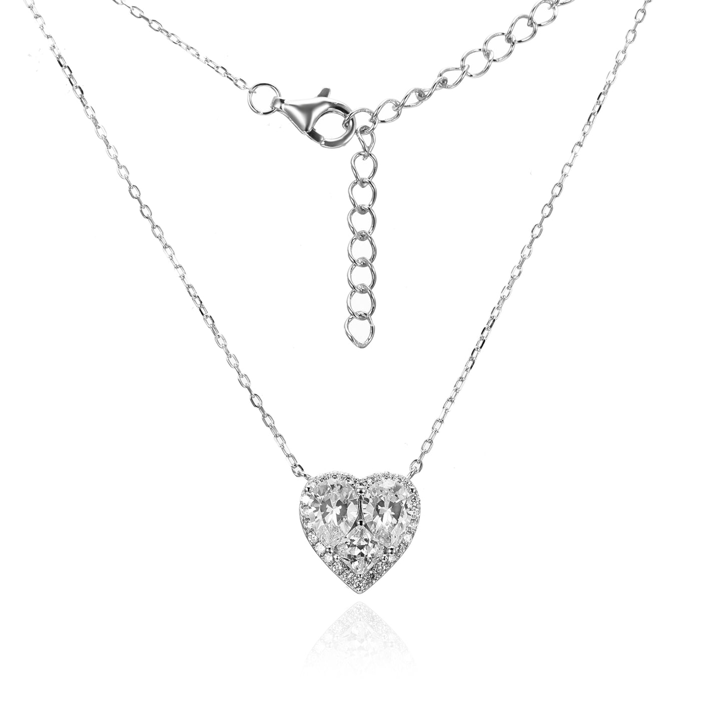 Silver CZ Heart Necklace