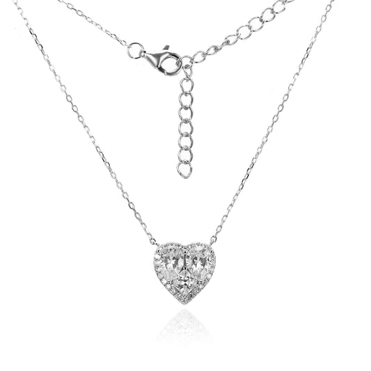 Silver CZ Heart Necklace