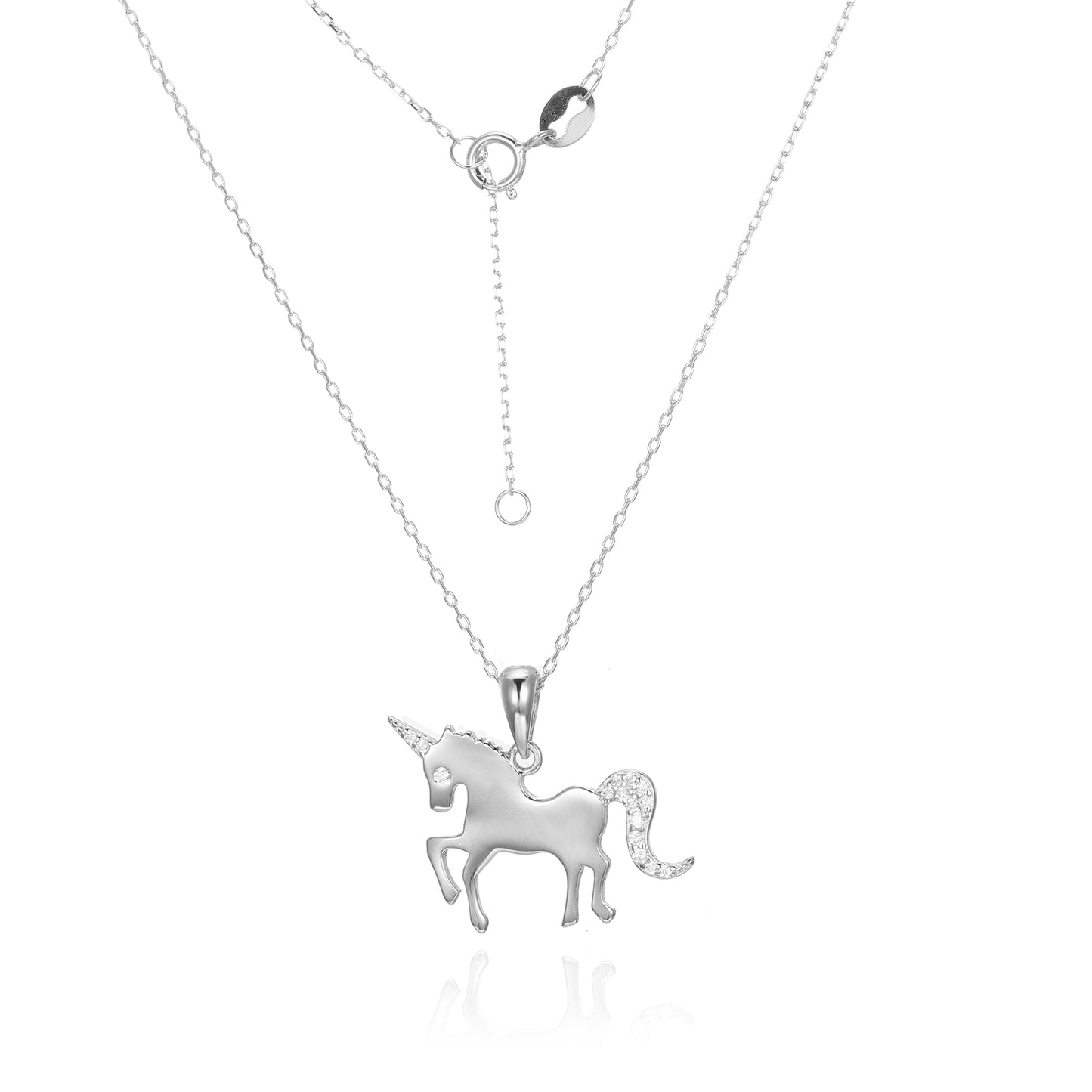 Silver CZ Unicorn Necklace